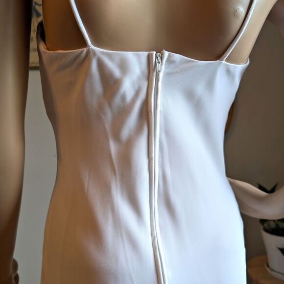 Vintage 90s White Gown Prom Dress Maxi Bridal Wedding Sequin Regency Empire JR 3 - Picture 9 of 11